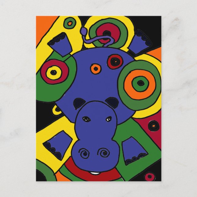 XX- Hippo Abstract Art Postcard (Front)