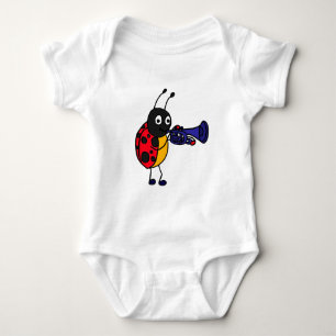 XX- Ladybug Playing Trumpet Cartoon Baby Bodysuit