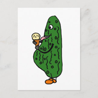 XX- Pregnant Pickle Eating Ice Cream Cartoon Postcard