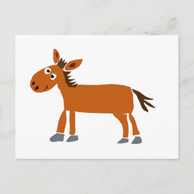 XX- Primitive Art Horse Cartoon Postcard (Front)