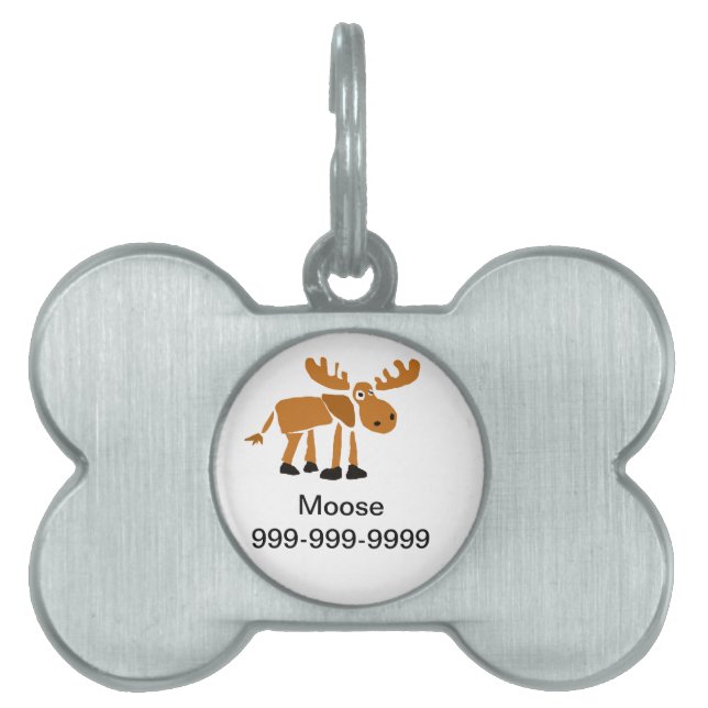 XX- Primitive Art Moose Pet Name Tag (Front)