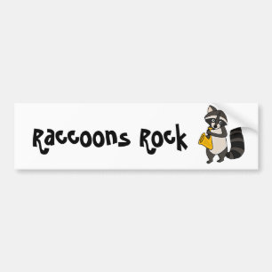 XX- Raccoon Playing Saxophone Cartoon Bumper Sticker
