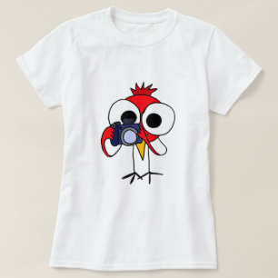 XX- Red Cardinal Bird with Camera Cartoon T-Shirt