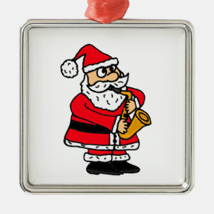 XX- Santa Claus Playing Saxophone Christmas Metal Ornament