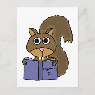 XX- Squirrel Reading Book Cartoon Postcard