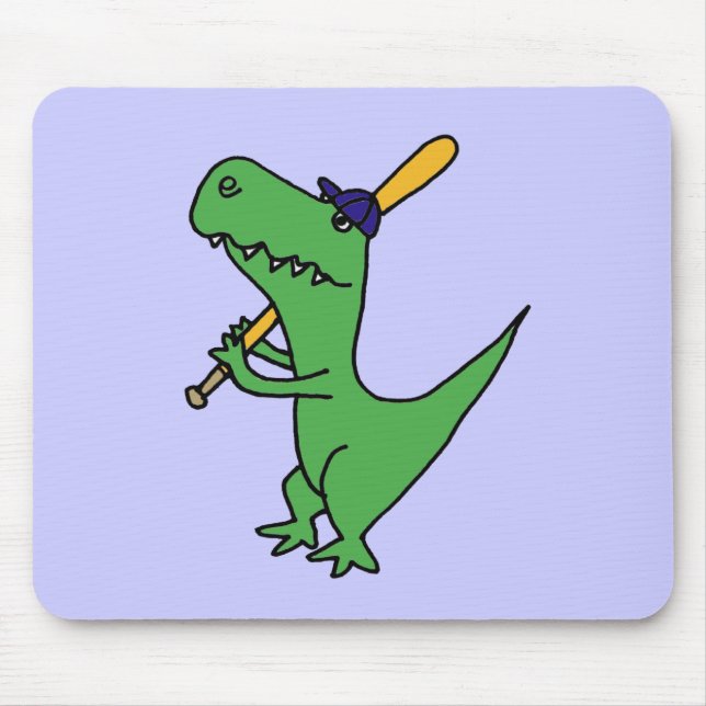 XX- T-rex Dinosaur Playing Baseball Mouse Pad (Front)