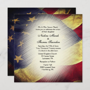 xxAmerican Flag Wedding Invitation with Photograph