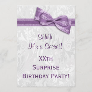 XXth SURPRISE Birthday Party Damask and Bow Invitation