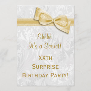 XXth SURPRISE Birthday Party Damask and Bow Invitation