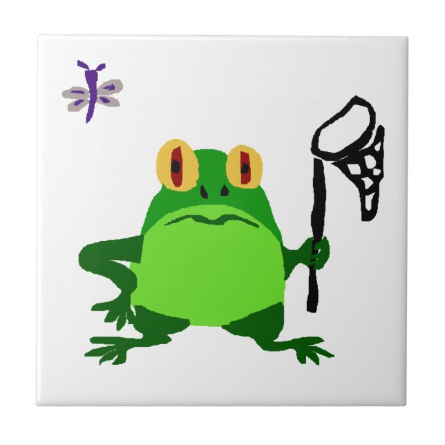 XY- Funny Frog and Dragonfly Cartoon Tile (Front)