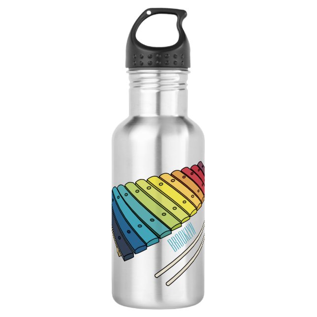 Xylophone cartoon illustration 532 ml water bottle (Front)