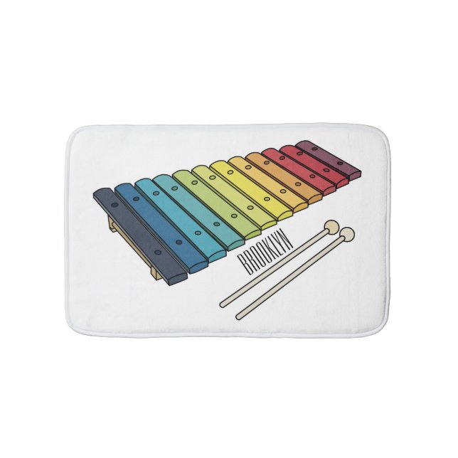 Xylophone cartoon illustration bath mat (Front)