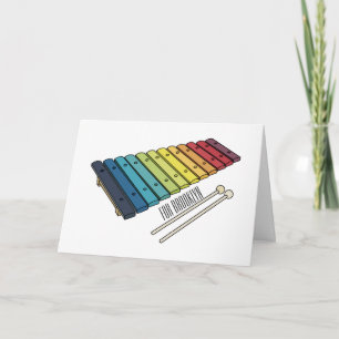 Xylophone cartoon illustration card