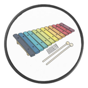 Xylophone cartoon illustration hockey puck