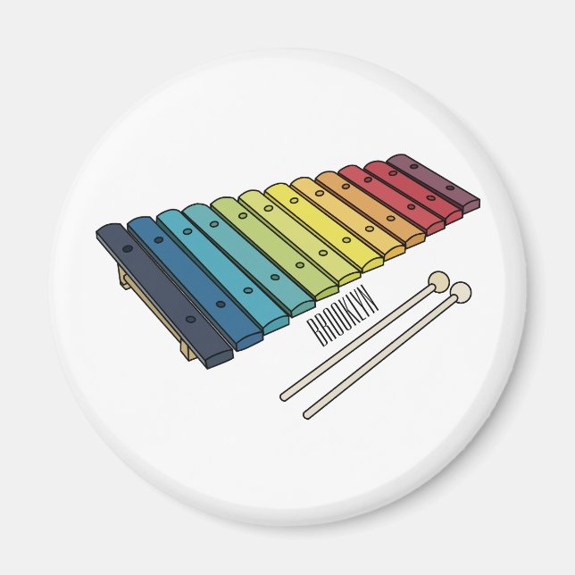 Xylophone cartoon illustration magnet (Front)