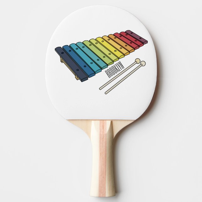Xylophone cartoon illustration ping pong paddle (Front)