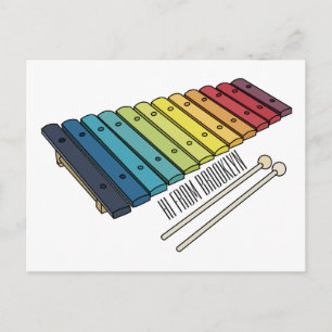 Xylophone cartoon illustration postcard