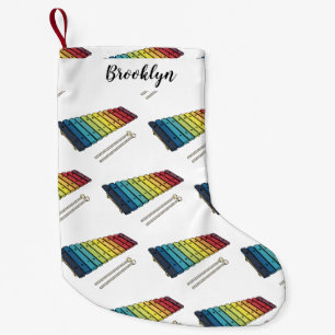 Xylophone cartoon illustration small christmas stocking