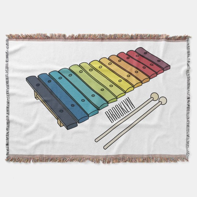 Xylophone cartoon illustration throw blanket (Front)
