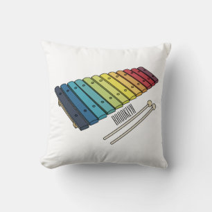 Xylophone cartoon illustration throw pillow