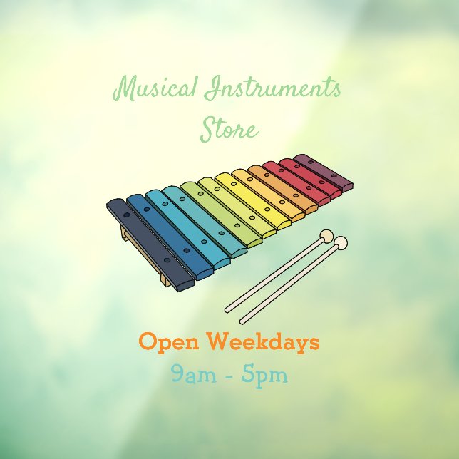 Xylophone cartoon illustration window cling (Sheet 3)