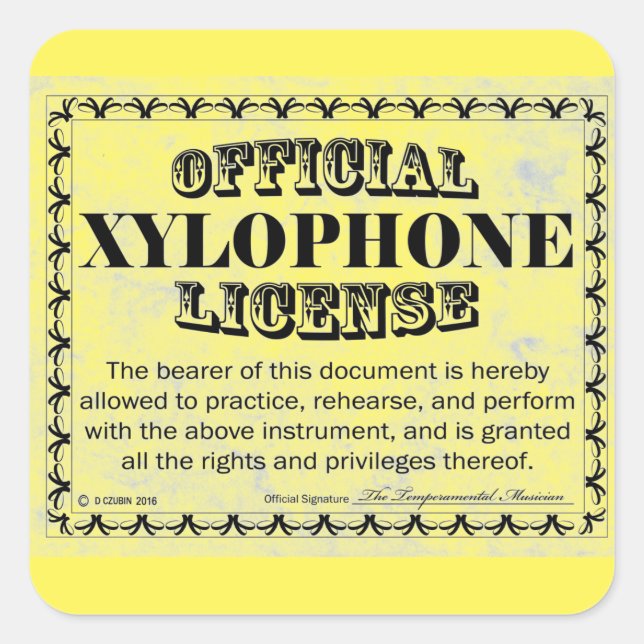 Xylophone License Square Sticker (Front)