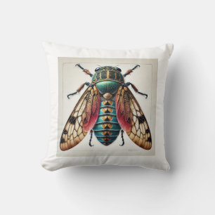 Xylotoles Insect Dorsal View 180724IREF220 - Water Throw Pillow