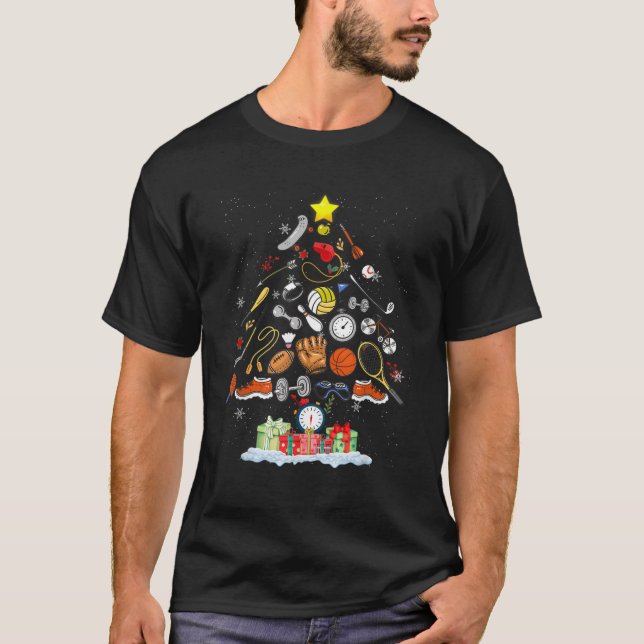 Y12n Physical Teacher Christmas Tree Merry Xmas PE T-Shirt (Front)