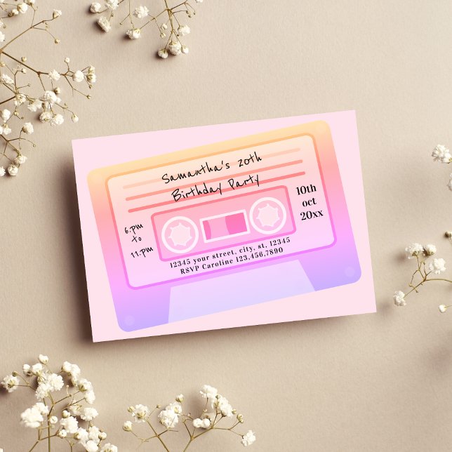 Y2k 90s 80s Theme Pastel Pink Teen Birthday Party Invitation (Creator Uploaded)