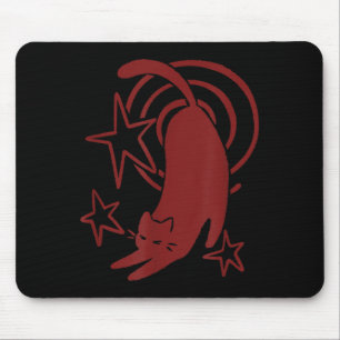 Y2K 90s Cute Sleepy Tomcat Cat Stretching Under Mouse Pad