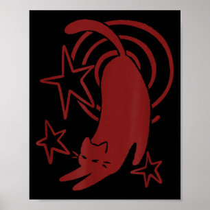 Y2K 90s Cute Sleepy Tomcat Cat Stretching Under Poster