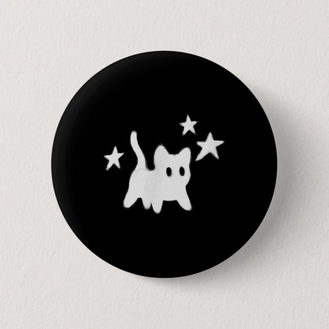 Y2k 90s Scary Tomcat Cat Is Scared Under Starry  2 Inch Round Button (Front)