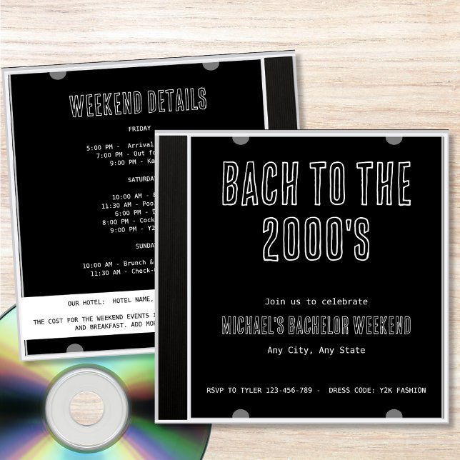Y2K Bach To The 2000s CD Cover Bachelor Weekend Invitation (Y2K Bach To The 2000s CD Cover Bachelor Weekend Invitation)