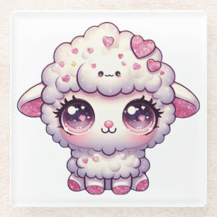 Y2K dolly glitter glamour sheep Glass Coaster