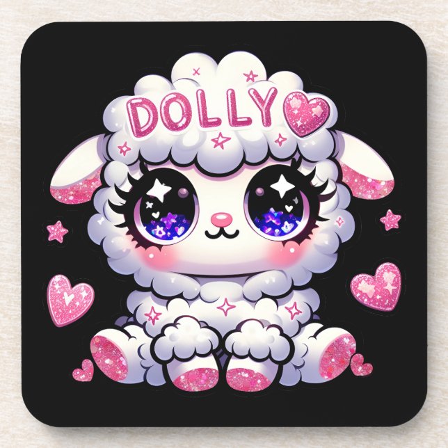 Y2K dolly sheep glitter glamour  Coaster (Front)