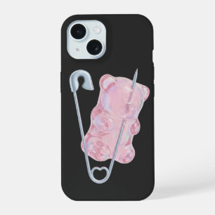 Y2K Edgy Pink Gummy Bear Safety Pin Phone Case