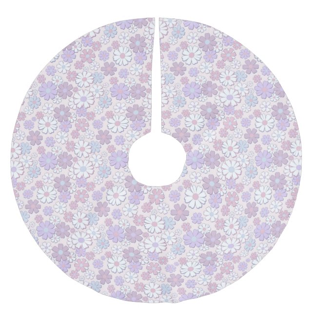 Y2K Flower Pattern Brushed Polyester Tree Skirt (Front)