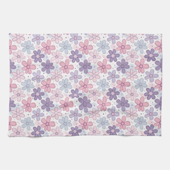 Y2K Flower Seamless Pattern Kitchen Towel (Horizontal)