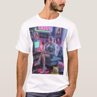 Y2K Gamer Girl Vibes – Retro Tech & Neon Room Aest T-Shirt