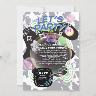 Y2K Invitation à la fête | Neon Retro Editable T