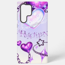 Y2K Iridescent Heart & Purple Chains Phone Case