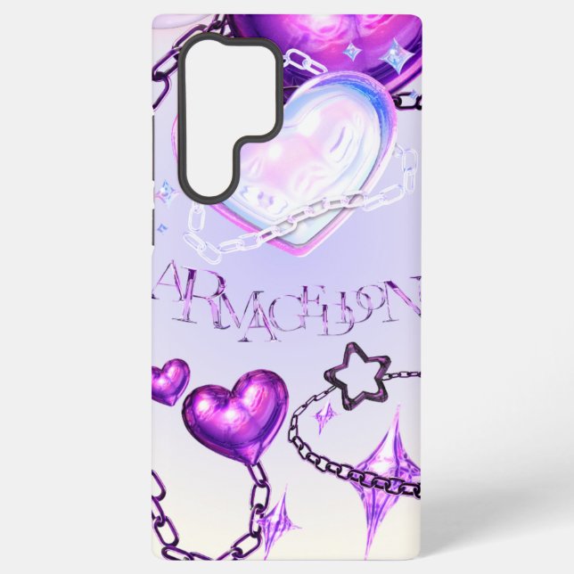 Y2K Iridescent Heart & Purple Chains Phone Case (Back)