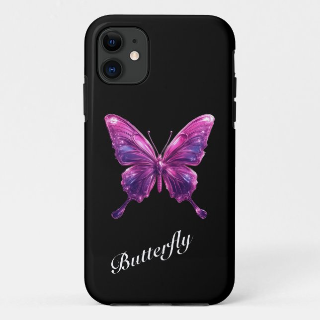 Y2K Pink Chrome Butterfly Phone Case (Back)