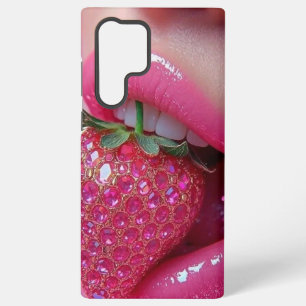 Y2K Pink Glitter Strawberry & Lips Samsung Galaxy Case