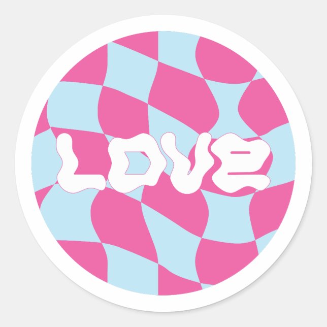 Y2K Pink Love Pattern Classic Round Sticker (Front)
