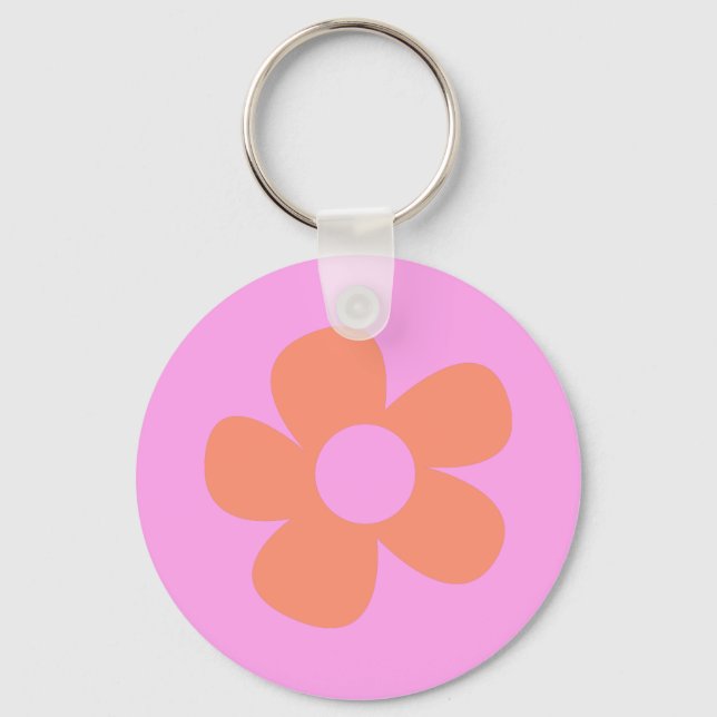 Y2k Preppy Hot Pink Flower Keychain (Front)