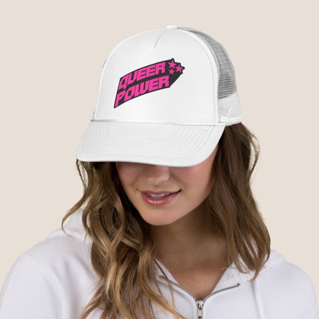 Y2K Queer Power Pride Trucker Hat (In Situ)