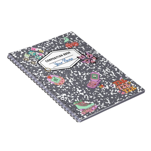 Y2K Retro Grey Composition Notebook (Right Side)