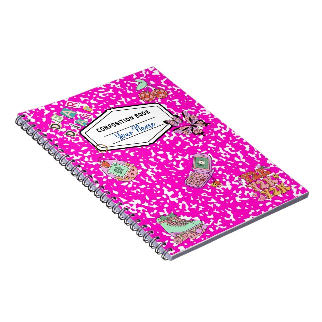 Y2K Retro Pink Composition Notebook (Right Side)