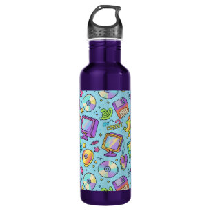 Y2K Retro Tech Aesthetic Doodles Water Bottle
